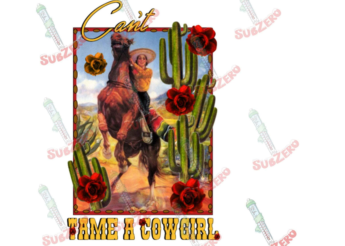 Cant tame a cowgirl Vintage Western Style ready to press heat transfer –  SubZero Sublimations